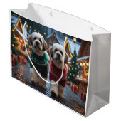 Lhasa Apso Dogs Christmas Snow Holiday Große Geschenktüte (Rückseite Schrägansicht)
