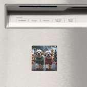 Lhasa Apso Dogs Christmas Snow Holiday Magnet (In Situ (Geschirrspüler))