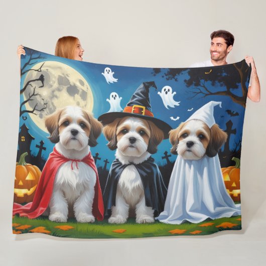 Lhasa Apso Dogs Pumpkin Halloween Funny Fleecedecke (Beispiel)