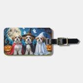 Lhasa Apso Dogs Pumpkin Halloween Funny Gepäckanhänger (Vorderseite horizontal)