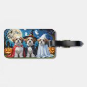 Lhasa Apso Dogs Pumpkin Halloween Funny Gepäckanhänger (Rückseite horizontal)