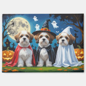 Lhasa Apso Dogs Pumpkin Halloween Funny Magnet (Vorderseite)