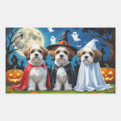 Lhasa Apso Dogs Pumpkin Halloween Funny Rechteckiger Aufkleber (Vorderseite)