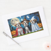 Lhasa Apso Dogs Pumpkin Halloween Funny Rechteckiger Aufkleber (Umschlag)