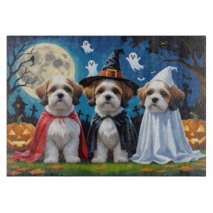 Lhasa Apso Dogs Pumpkin Halloween Funny Schneidebrett