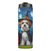 Lhasa Apso Dogs Pumpkin Halloween Funny Thermosbecher (Vorderseite)