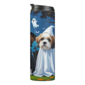 Lhasa Apso Dogs Pumpkin Halloween Funny Thermosbecher (Nach rechts gedreht)