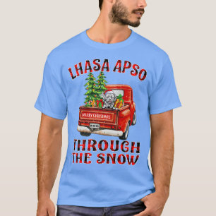 Lhasa Apso durch den schneeweihnachtlichen LKW Kar T-Shirt