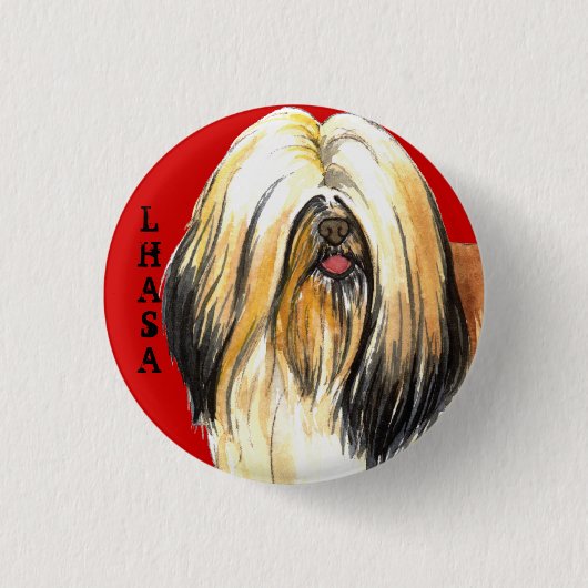 Lhasa Apso Farbblock Button (Vorderseite)