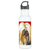Lhasa Apso Farbblock Edelstahlflasche (Vorderseite)
