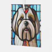 Lhasa Apso, "Festes Glas" Ornament Aus Glas (Vorderseite links)