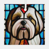 Lhasa Apso, "Festes Glas" Ornament Aus Glas (Rückseite)
