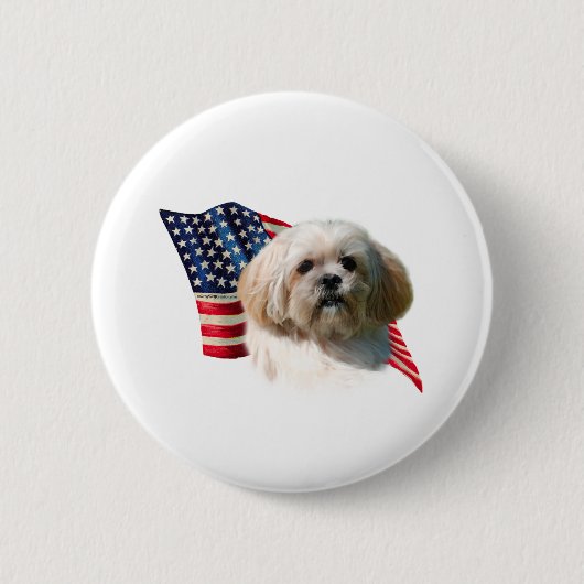 Lhasa Apso Flag Button (Vorderseite)