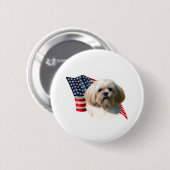 Lhasa Apso Flag Button (Vorne & Hinten)