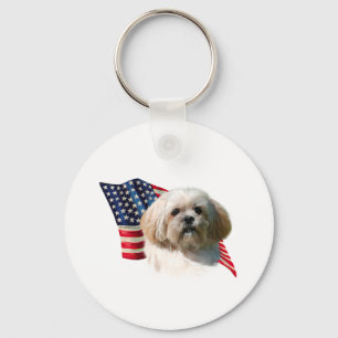 Lhasa Apso Flag Schlüsselanhänger