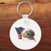 Lhasa Apso Flag Schlüsselanhänger (Vorderseite)