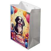 Lhasa Apso Geburtstagsfeier Mittlere Geschenktüte (Rückseite Schrägansicht)