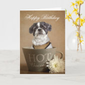 Lhasa apso Greetings Card Karte (Gelbe Blume)