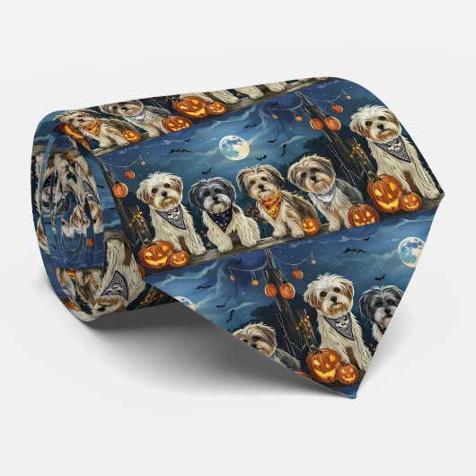 Lhasa Apso Halloween Gruselig Krawatte (Gerollt)