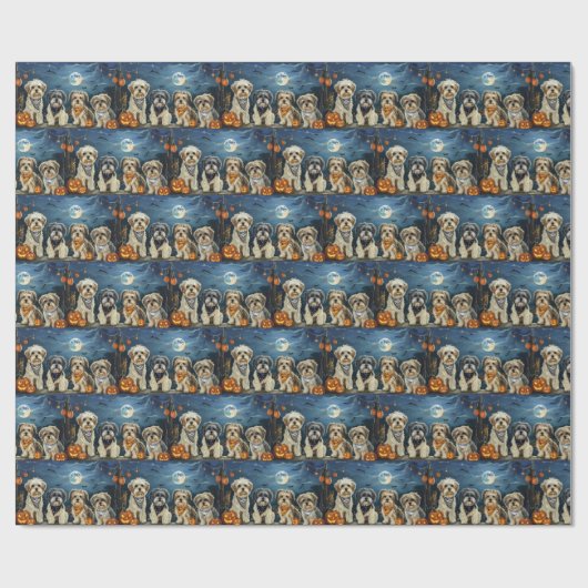 Lhasa Apso Halloween Spooky Geschenkpapier (Flach)
