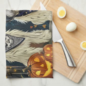 Lhasa Apso Halloween Spooky Geschirrtuch (Viertel Falte)
