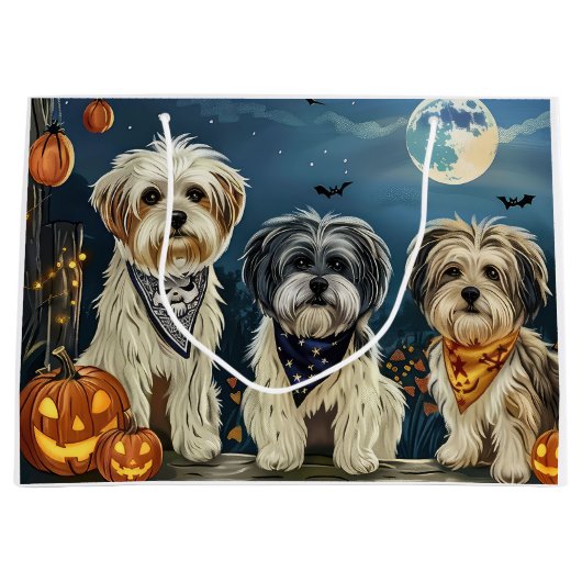 Lhasa Apso Halloween Spooky Große Geschenktüte (Vorderseite)