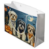 Lhasa Apso Halloween Spooky Große Geschenktüte (Rückseite Schrägansicht)