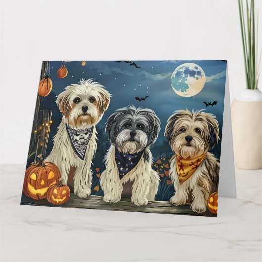 Lhasa Apso Halloween Spooky Karte (Vorderseite)