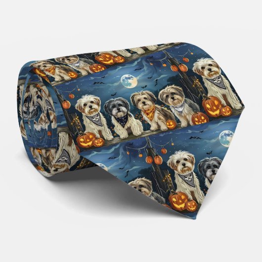 Lhasa Apso Halloween Spooky Krawatte (Gerollt)