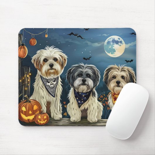 Lhasa Apso Halloween Spooky Mousepad (Mit Mouse)