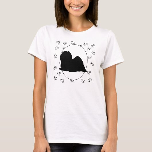 Lhasa Apso Hearts und Pawprints T-Shirt (Vorderseite)