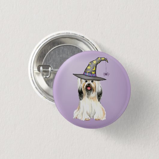 Lhasa Apso Hexe Pinback Button (Vorne & Hinten)