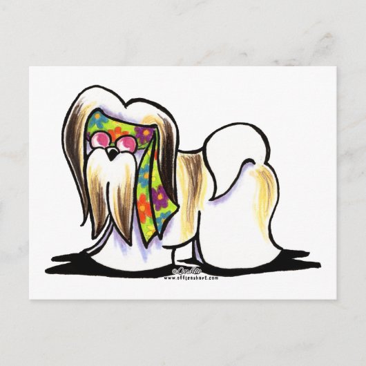 Lhasa Apso Hippie Postkarte (Vorderseite)
