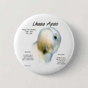 Lhasa Apso History Design Button