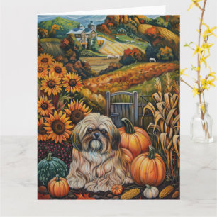 Lhasa Apso Hund Erntedankfest Karte