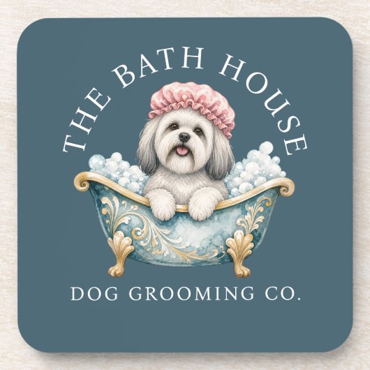 Lhasa Apso Hund Grooming Untersetzer - Türkis (Vorderseite)