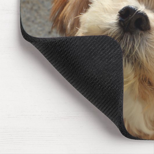 Lhasa Apso Hund im Garten Mousepad (Ecke)