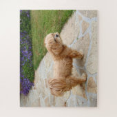 Lhasa Apso Hund im Garten Puzzle (Vertikal)