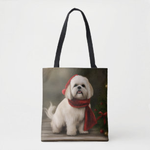 Lhasa Apso Hund im Schnee Weihnachten Tasche