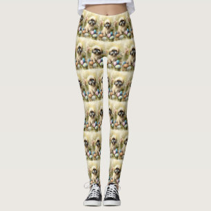 Lhasa Apso Hund mit Ostereiern Feiertag  Leggings