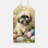 Lhasa Apso Hund mit Ostereiern Urlaub Geschenkanhänger (Rückseite)