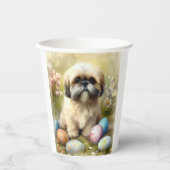 Lhasa Apso Hund mit Ostereiern Urlaub Pappbecher (Vorderseite)
