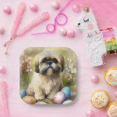 Lhasa Apso Hund mit Ostereiern Urlaub Pappteller (Party)