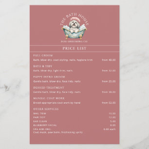 Lhasa Apso Hund Pflege Preisliste Flyer - Pink