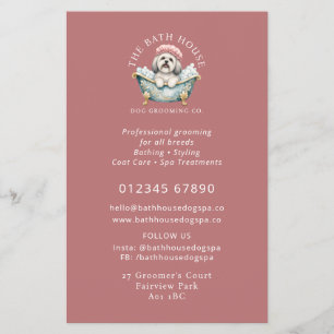 Lhasa Apso Hund Pflege Werbeflyer - Rosa Flyer