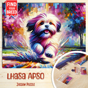 Lhasa Apso Hund Porträt Acryl Kunst Druck Hund Puzzle