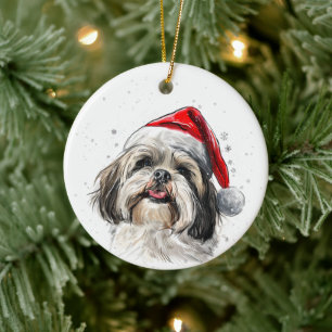 Lhasa Apso Hund Weihnachten Personalisiert Keramik Ornament