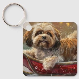 Lhasa Apso Hund Weihnachtsfestlich Schlüsselanhänger