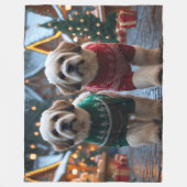 Lhasa Apso Hunde Weihnachten Schnee Urlaub Fleecedecke (Vorderseite)