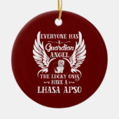 Lhasa Apso Hundespeichernengel Keramik Ornament (Vorne)